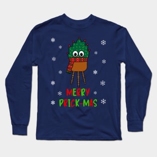 Merry Prick Mas - Christmas Cactus With Scarf Long Sleeve T-Shirt